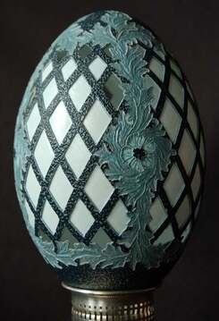 Blown and carved emu egg